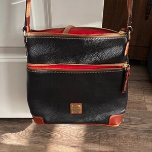 Dooney & Bourke Black and Tan Messenger Bag